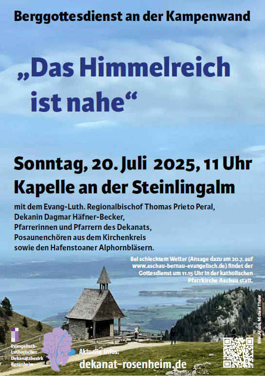 Berggottesdienst an der Kampenwand am Sonntag, den 20. Juli 2025 um 11 ...