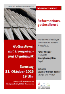 Gottesdienst mit Trompeten- und Orgelmusik am 31.10.26